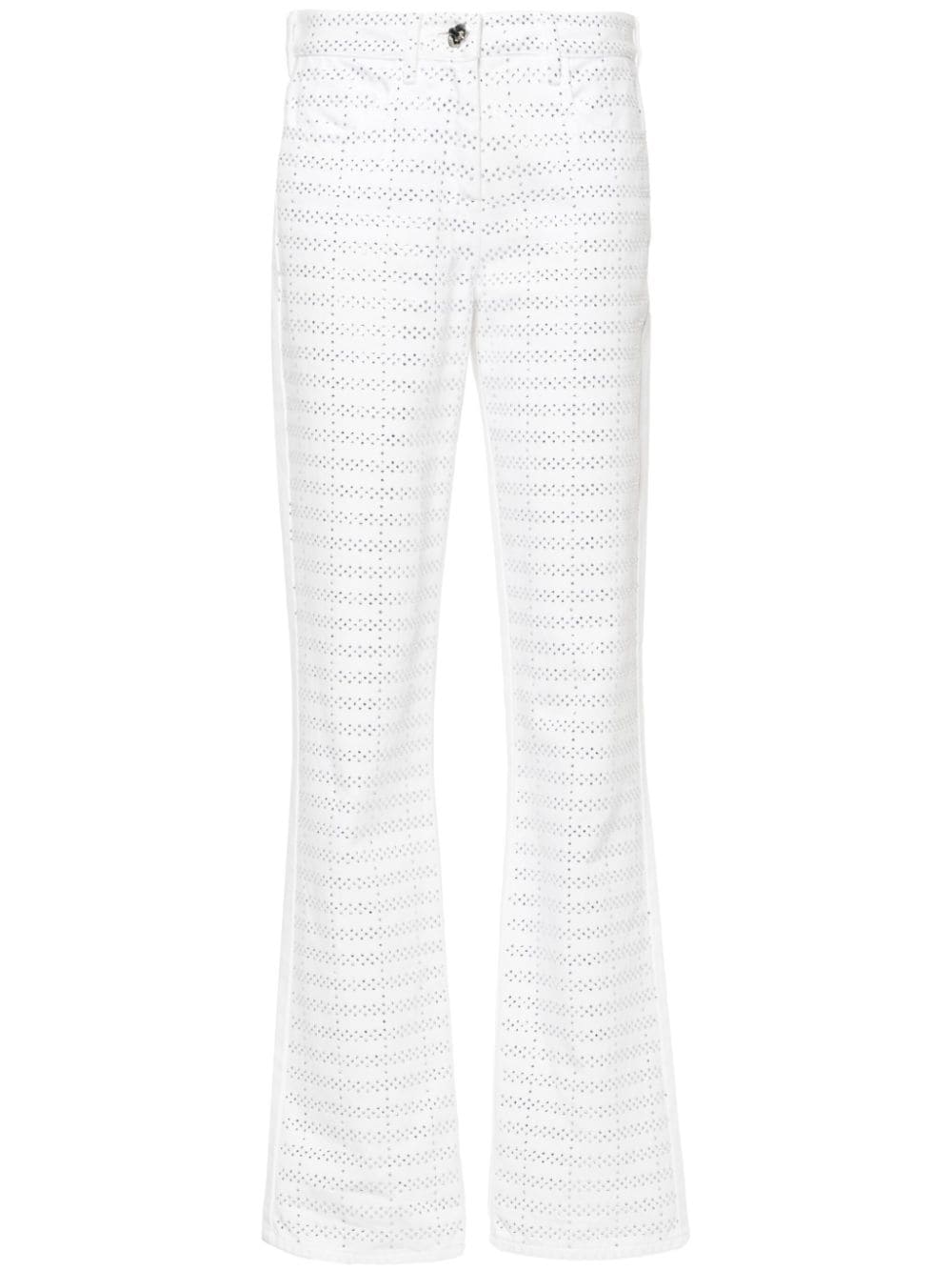 Genny Rhinestone-embellished Straight-leg Jeans In White