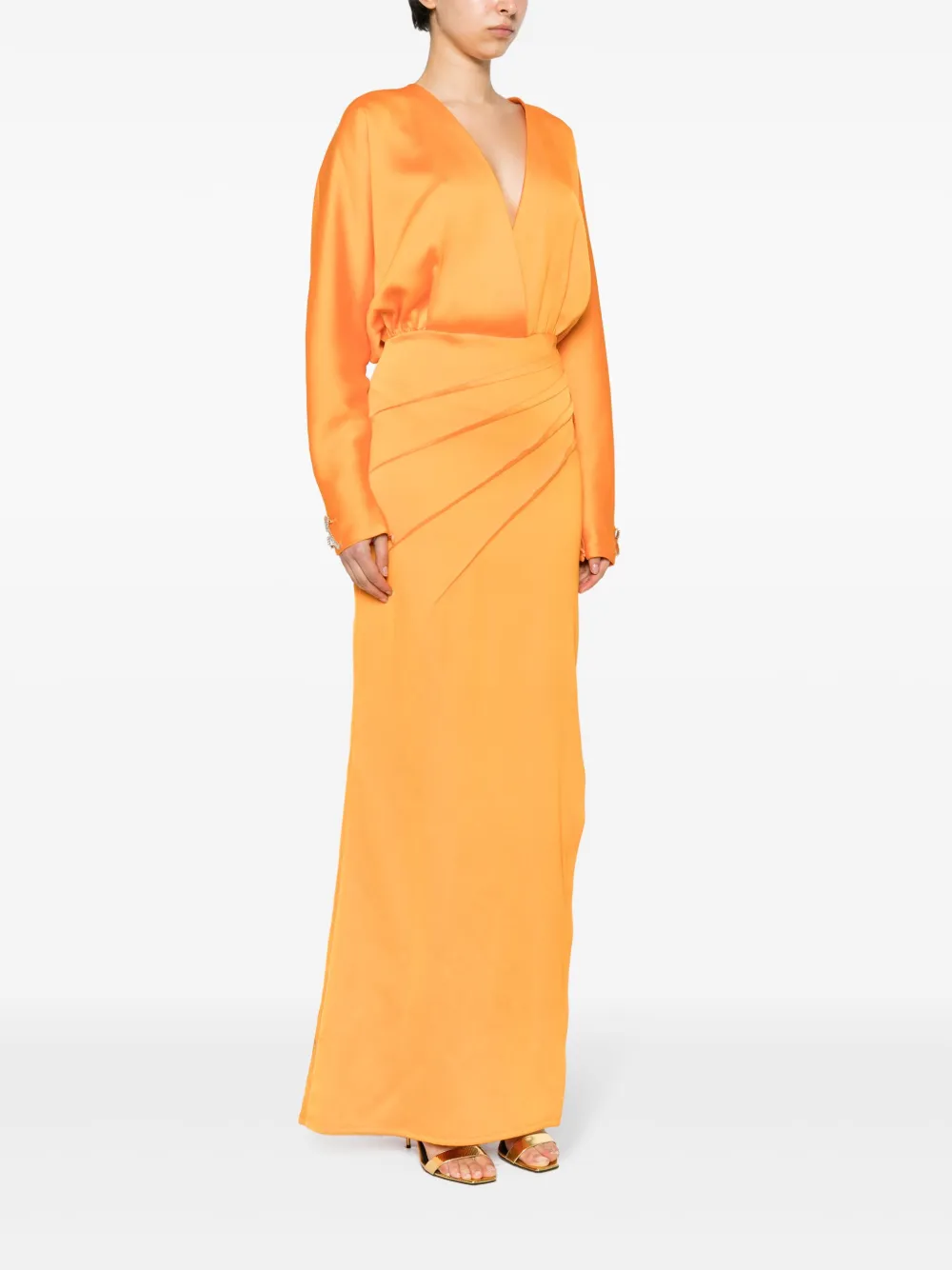 Shop Genny Logo-plaque Maxi Dress In Orange