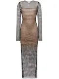 Genny crystal-embellished mesh maxi dress - Black