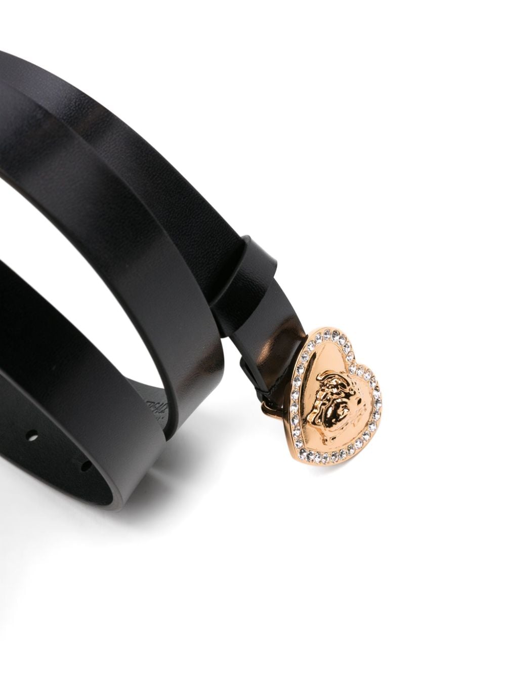 Shop Versace Medusa Heart-buckle Leather Belt In Black