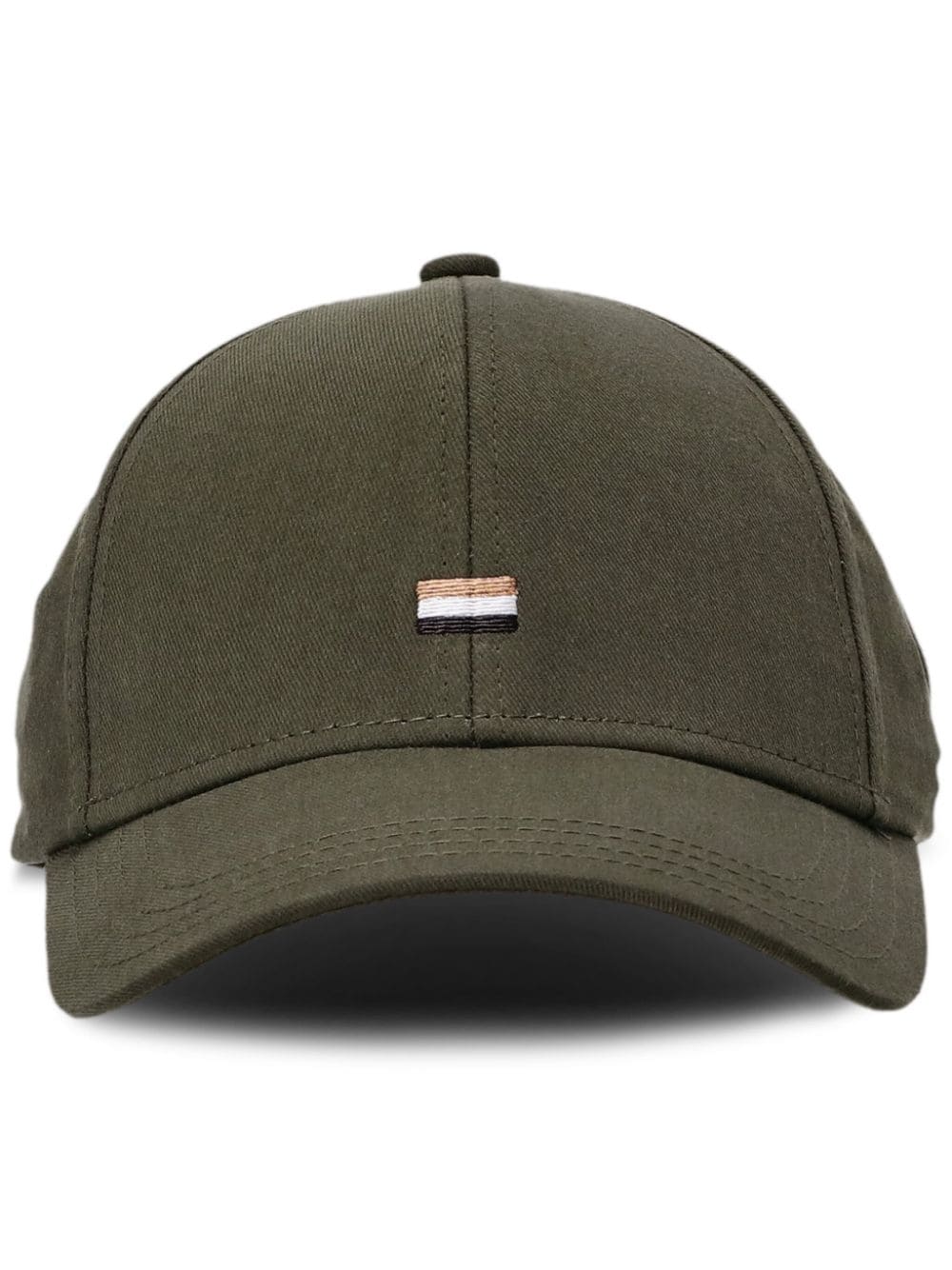 Hugo Boss Stripe-embroidered Cotton Cap In 绿色