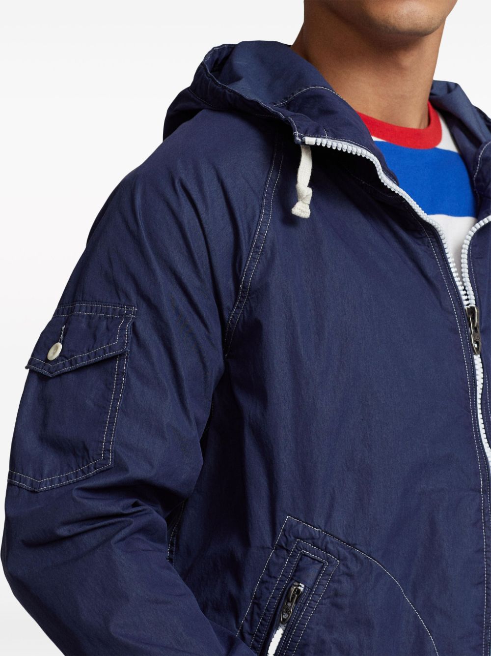 Shop Polo Ralph Lauren Garment-dyed Twill Hooded Jacket In Blue