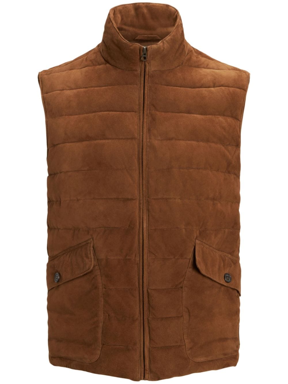 logo-appliqué quilted suede gilet