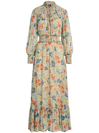 polo ralph lauren long dress maxi polo t-shirt in white with side split length dress with a sheer upper yoke and smooth drape. Polo Ralph Lauren LACE-UP SATIN