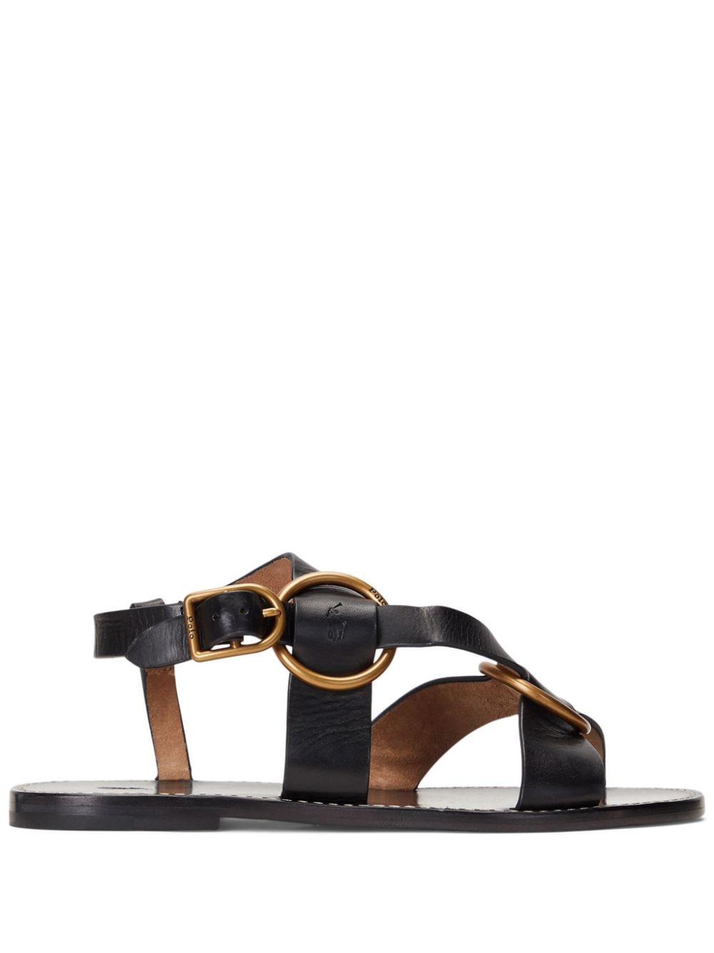 Polo Ralph Lauren Polo Pony Leather Sandals In Black
