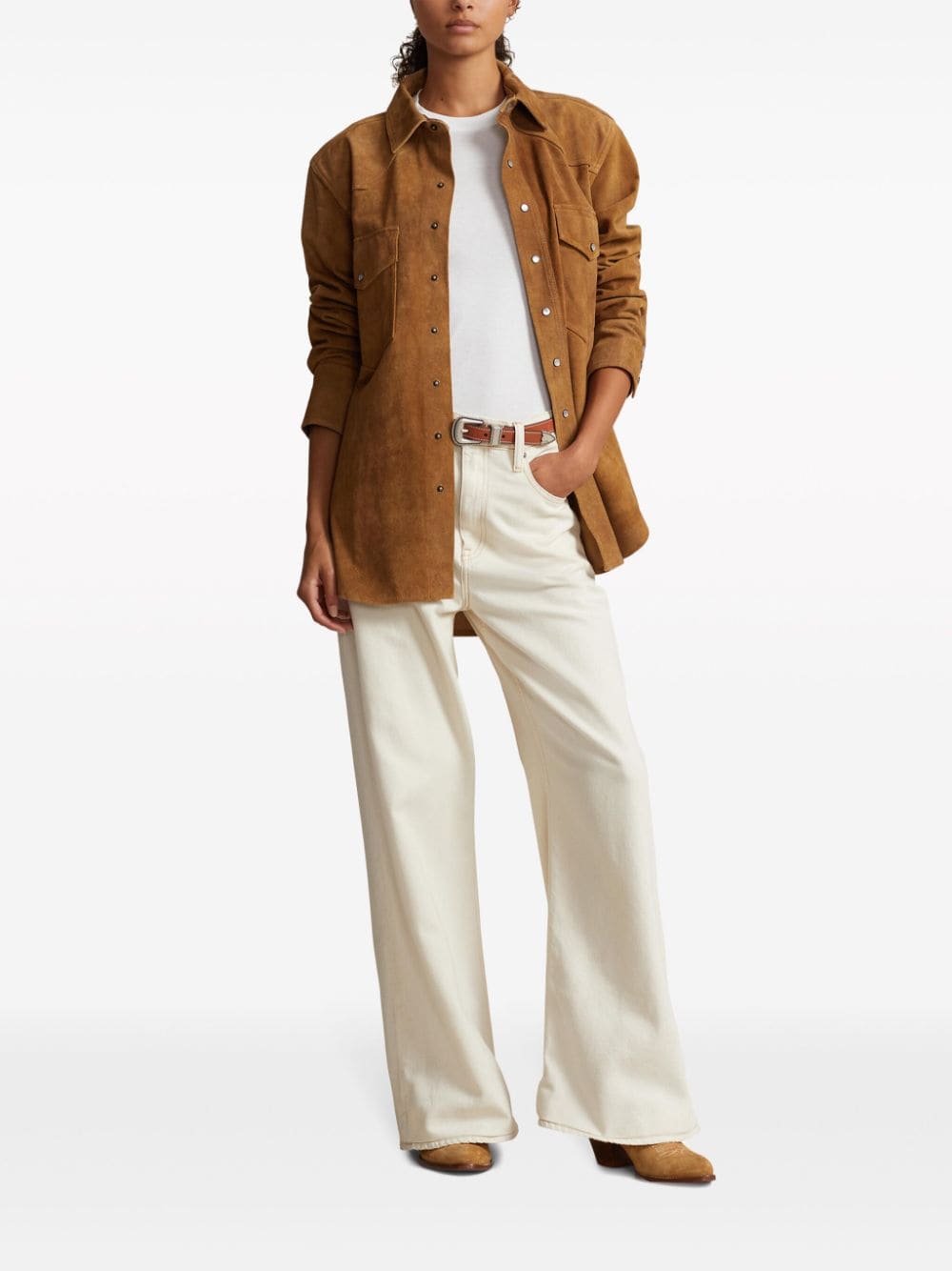 Shop Polo Ralph Lauren Long-sleeve Suede Shirt In Brown
