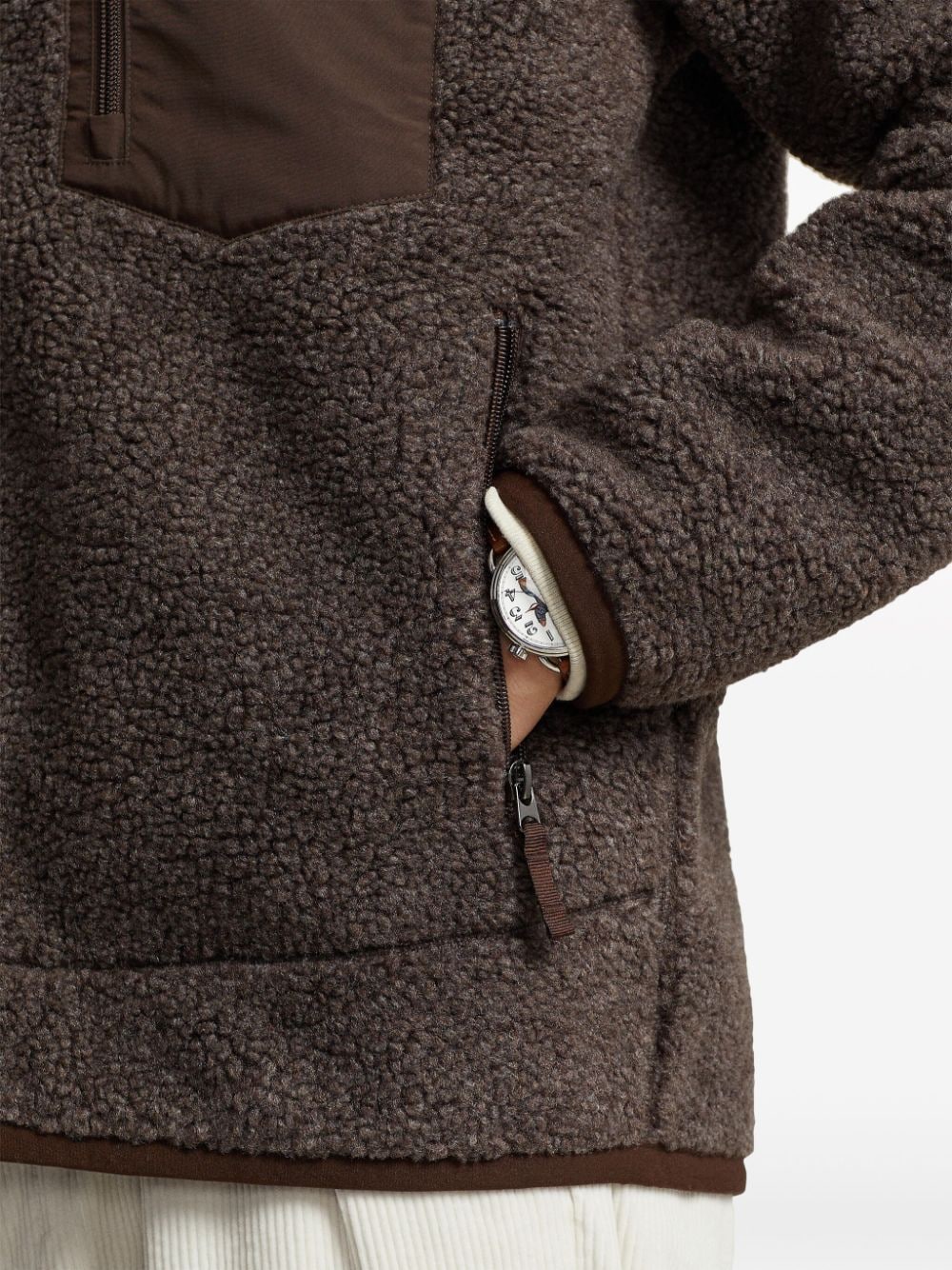 Shop Polo Ralph Lauren Logo-patch Deep-pile Bomber Jacket In Braun
