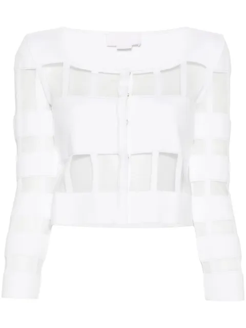 Genny mesh-panelled ribbed cardigan