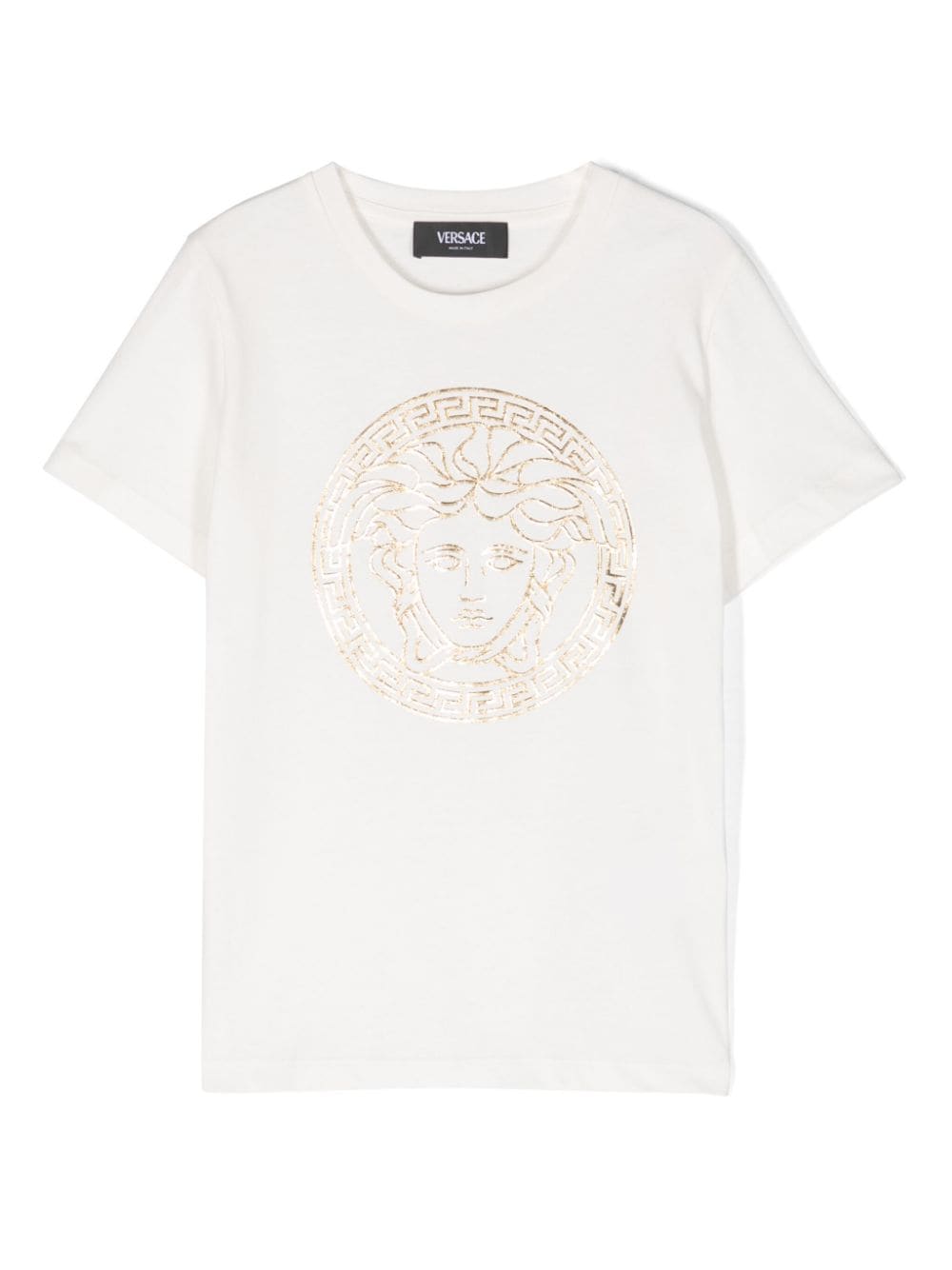Versace Kids' Medusa Head Cotton T-shirt In 白色