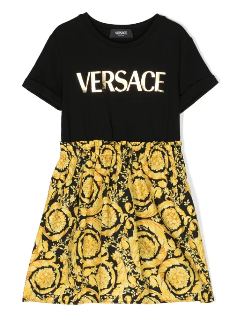 Versace Kids Barocco-print cotton dress