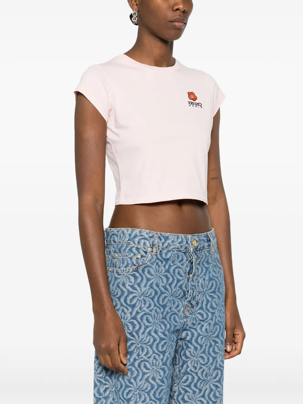 Shop Kenzo Boke Flower-appliqué T-shirt In Pink