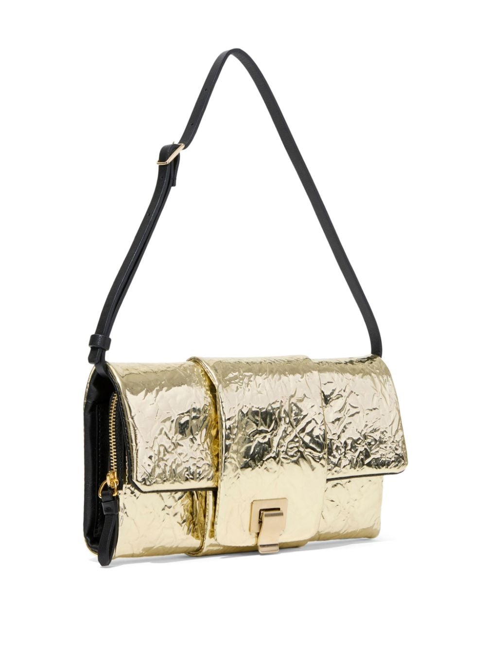 Shop Proenza Schouler Flip Metallic-effect Leather Shoulder Bag In Gold