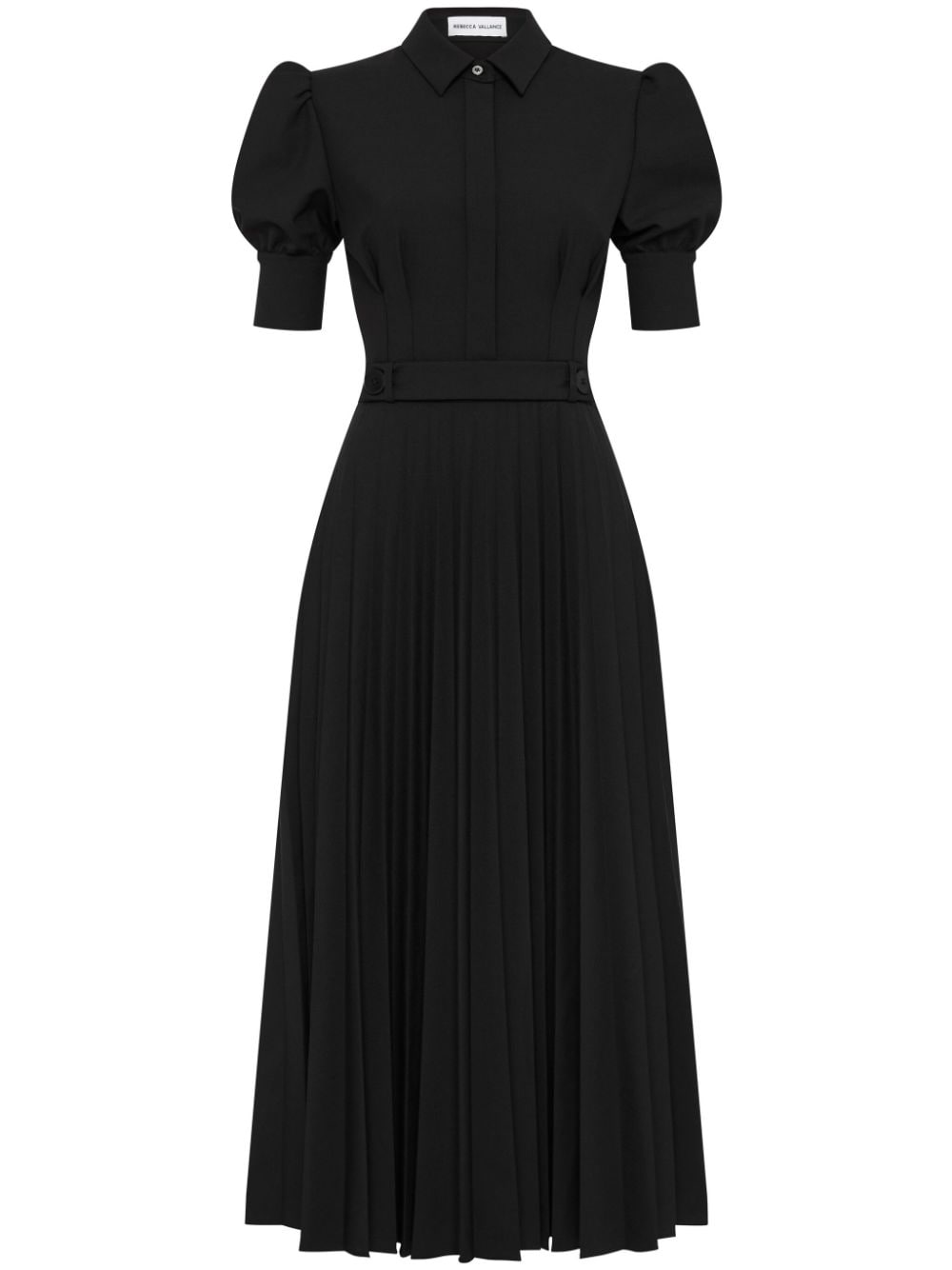 Shop Rebecca Vallance Benoit Pleated Midi Dress In Black