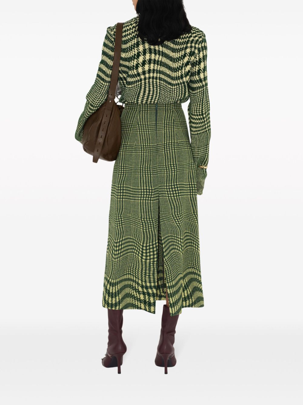 Shop Burberry High-neck Houndstooth-pattern Jumper In Green