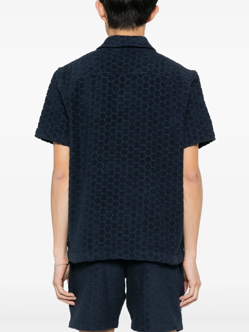 Shop Orlebar Brown Howell Geometric Pattern Shirt In Blue