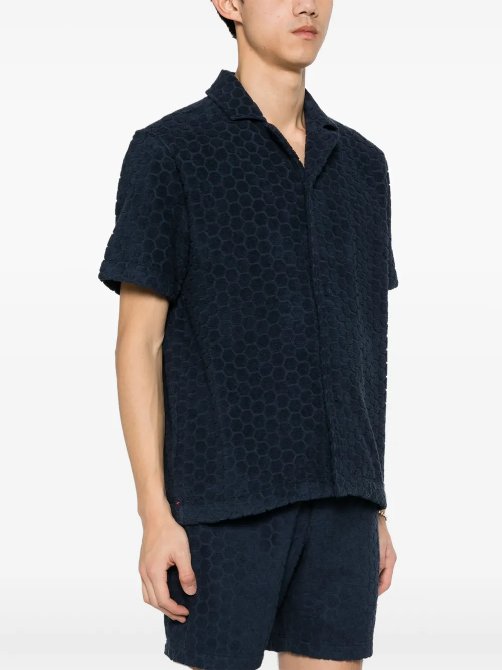 Shop Orlebar Brown Howell Geometric Pattern Shirt In Blue