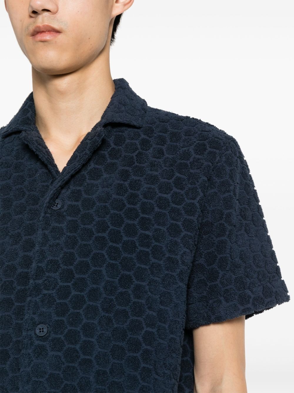 Shop Orlebar Brown Howell Geometric Pattern Shirt In Blue