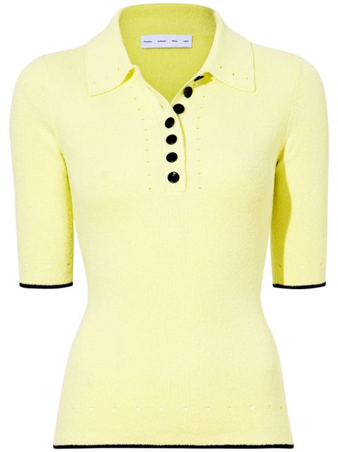 Proenza Schouler White Label playera tipo polo tejida de canalé Spencer