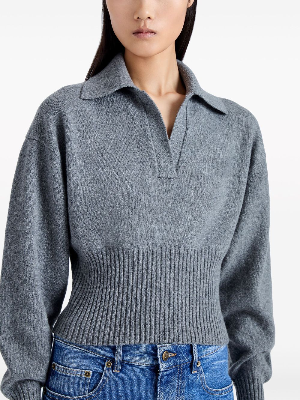 Proenza Schouler Jeanne split-neck ribbed-knit jumper Women