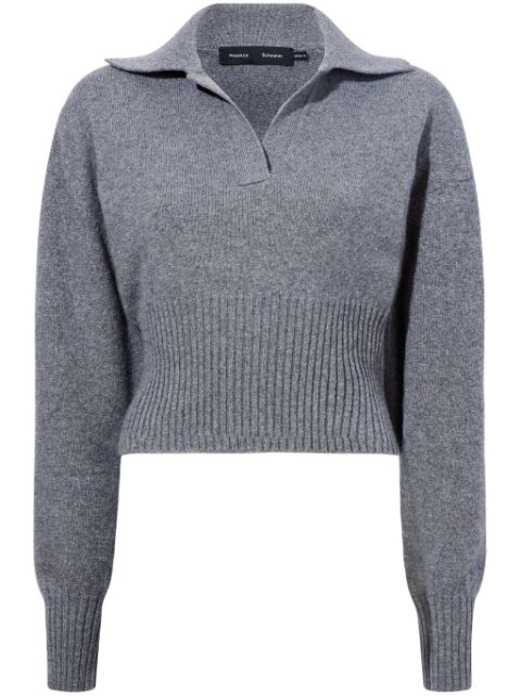 Proenza Schouler Jeanne split-neck ribbed-knit jumper