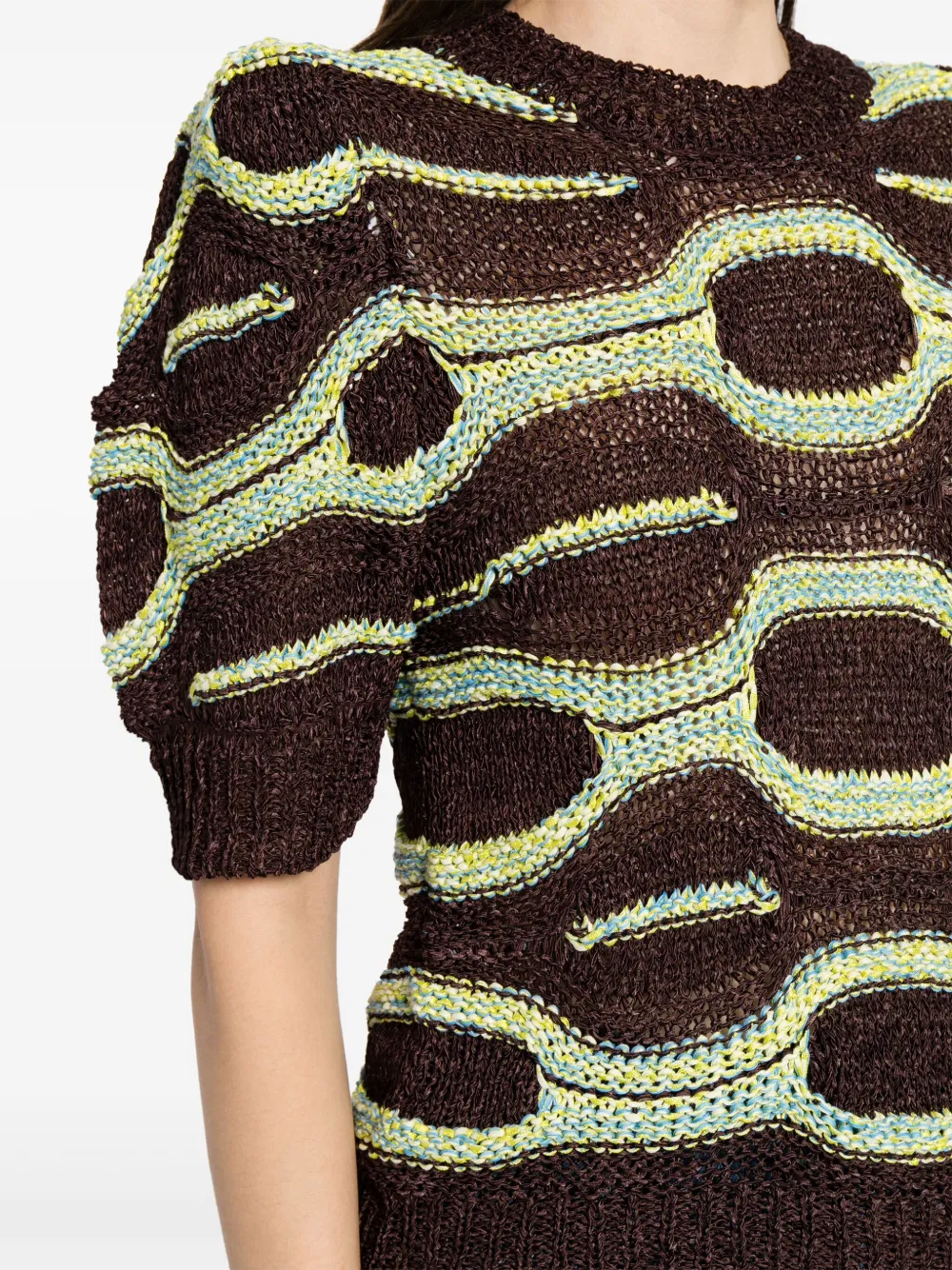 Shop Ulla Johnson Alba Abstract-print Knitted Top In Braun