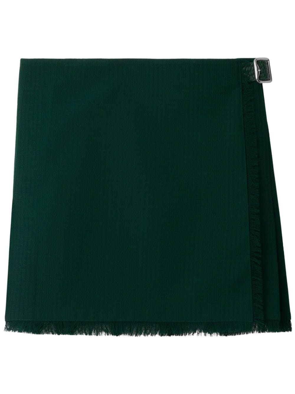 Shop Burberry Frayed-edge Wool Pleated Skirt In Green