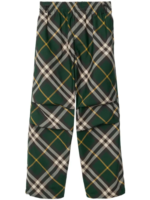 Burberry wide-leg Checked Trousers Green FARFETCH PH
