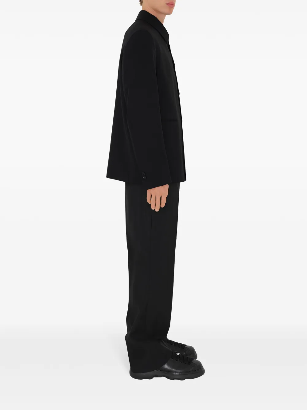  Burberry Button-down Wool Tailored Jacket - Black 