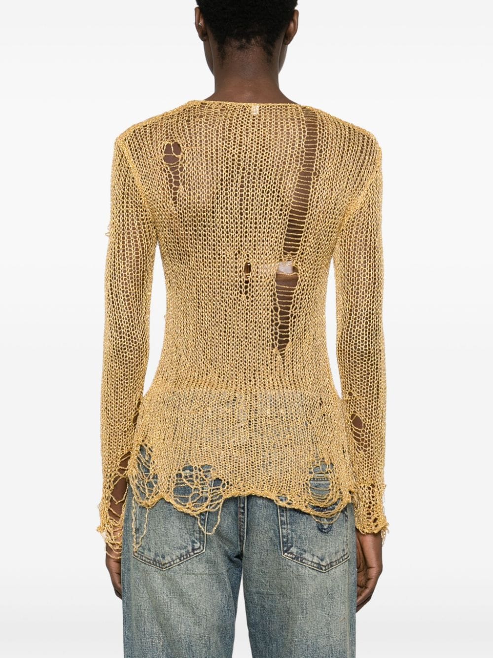 Shop R13 Open-knit Distressed Top In Gold