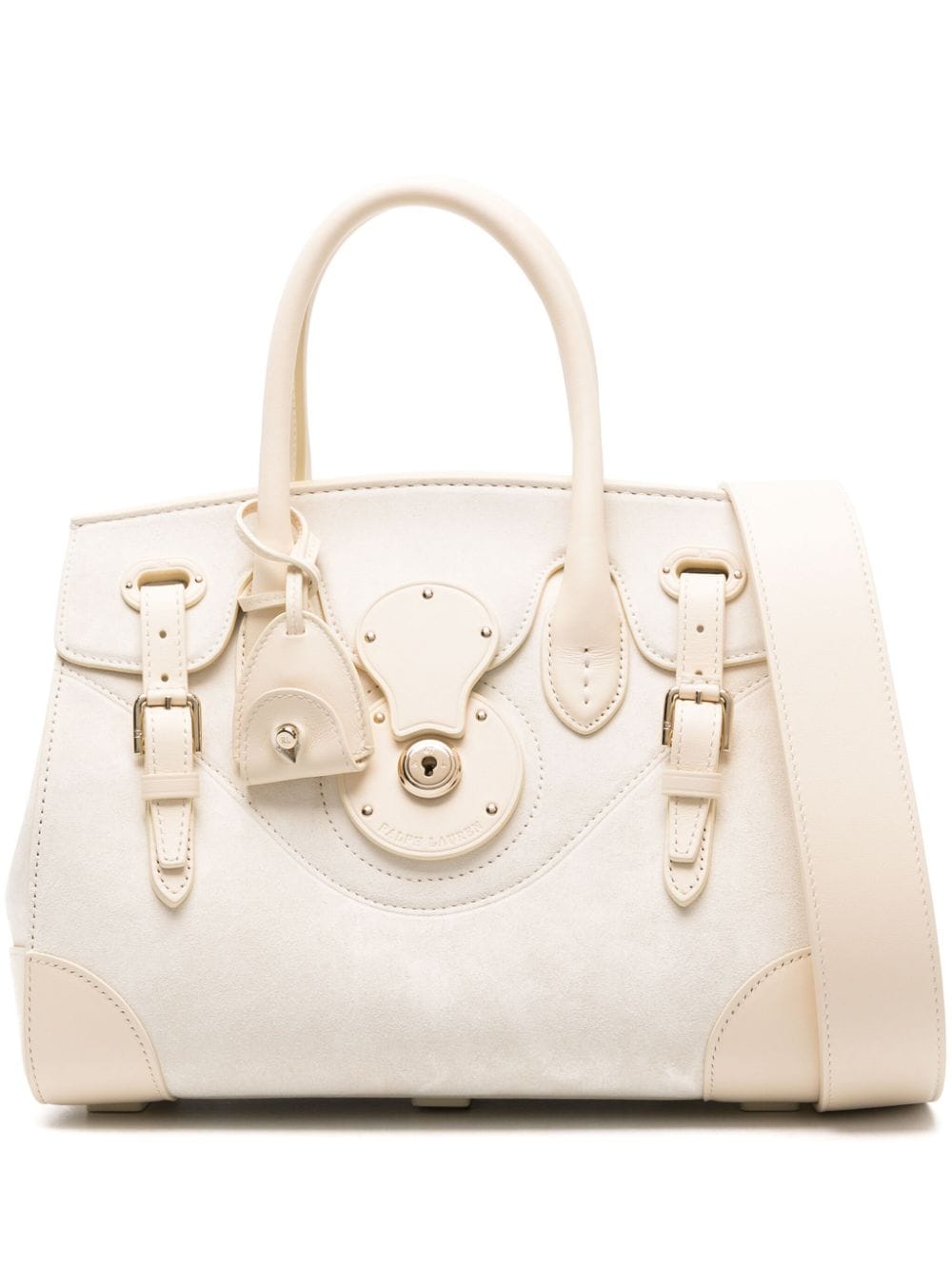 Ralph Lauren Ricky Suede Tote Bag In White