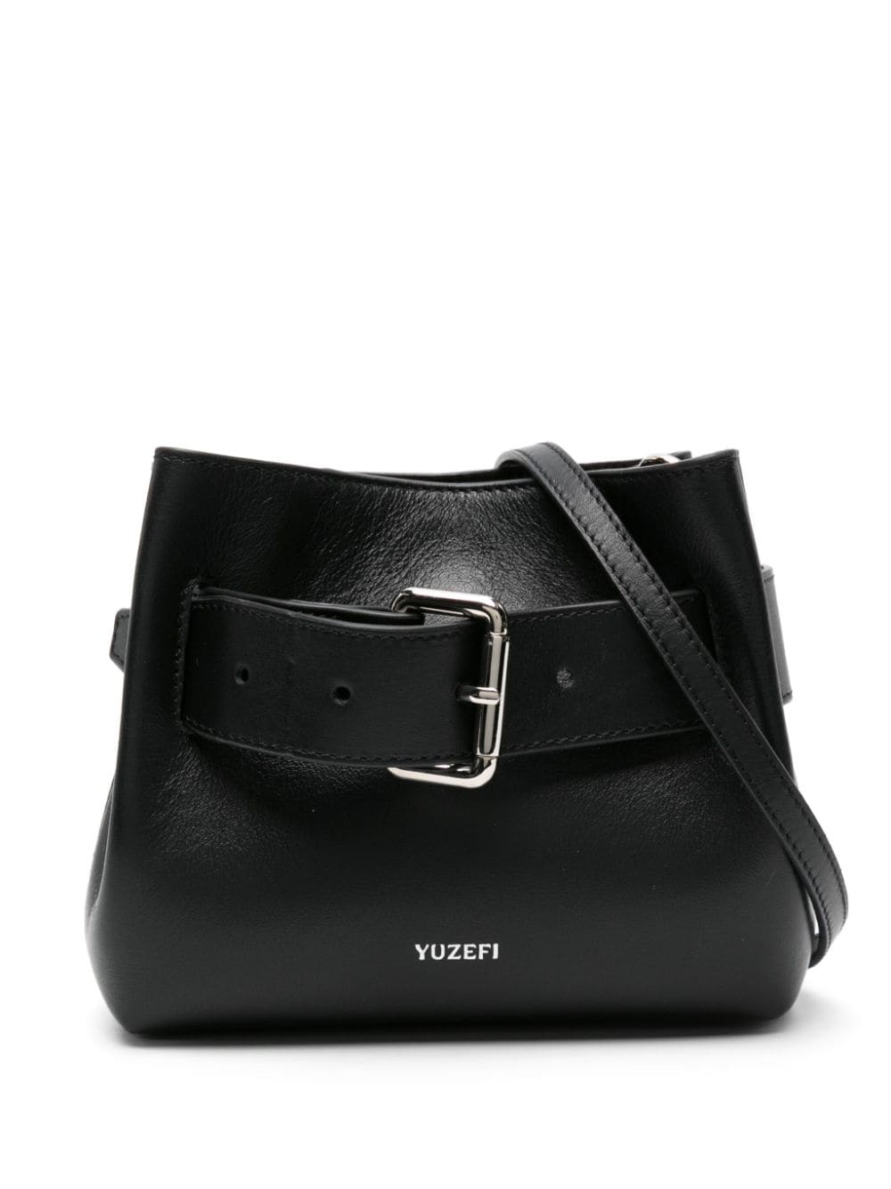 Shop Yuzefi Shroom Leather Crossbody Bag In 黑色