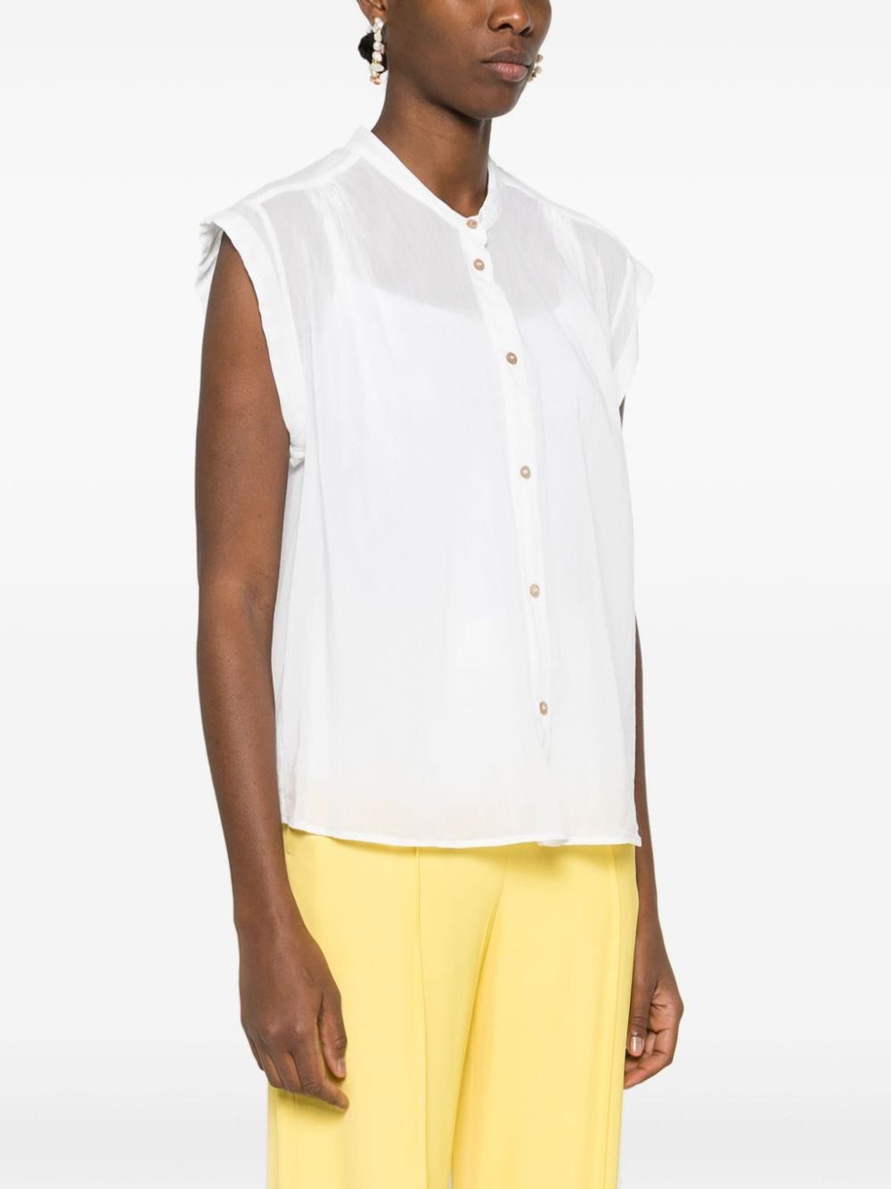 Shop Forte Forte Semi-sheer Sleeveless Shirt In White