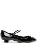 Miu Miu logo-lettering patent ballerina shoes - Black