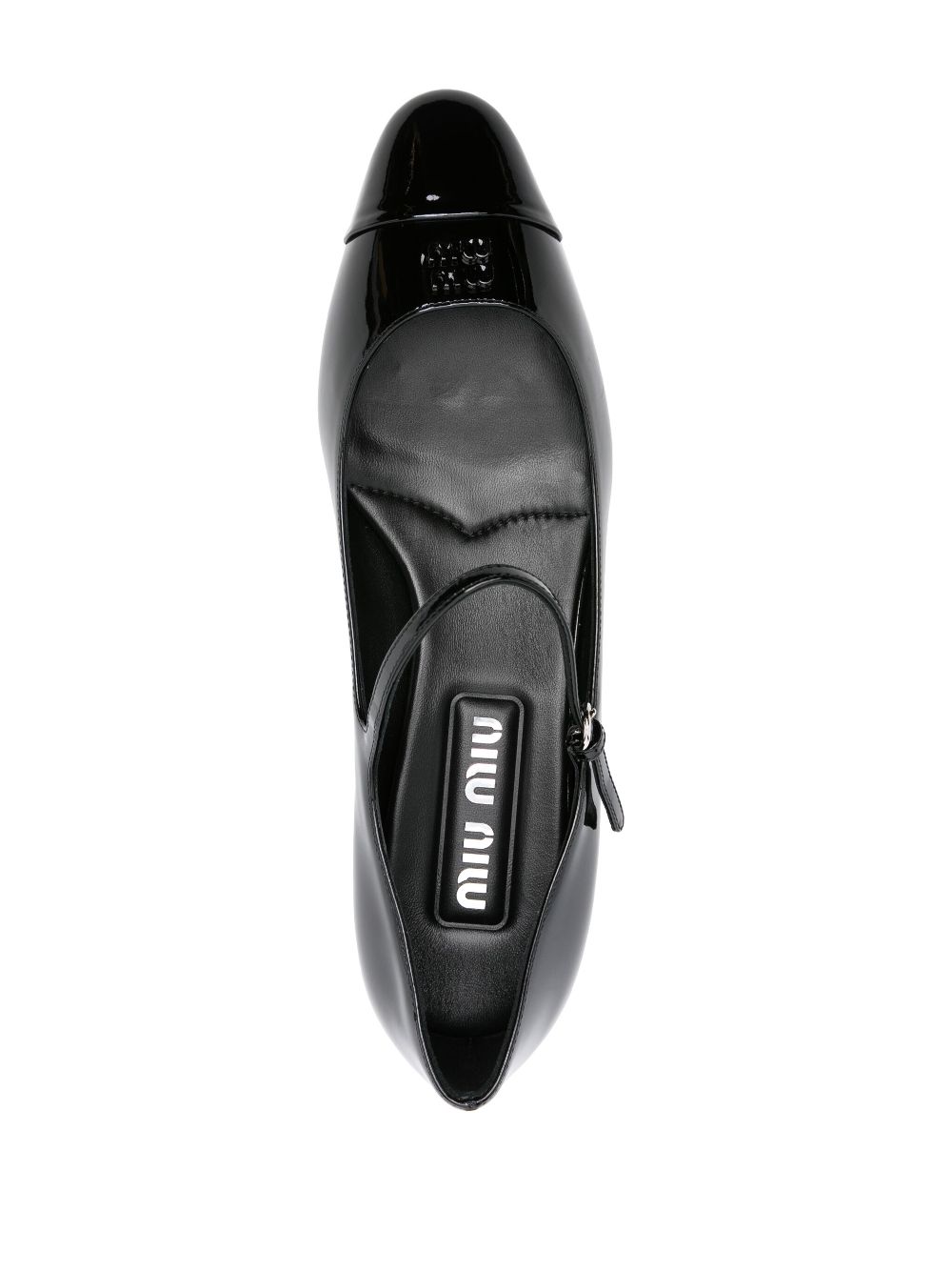 Miu Miu logo-lettering patent ballerina shoes Women