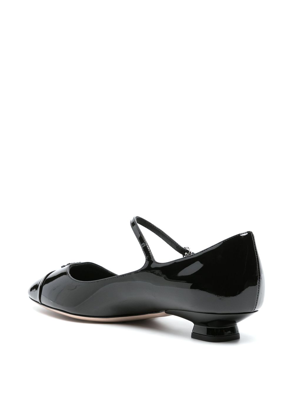 Miu Miu logo-lettering patent ballerina shoes Women