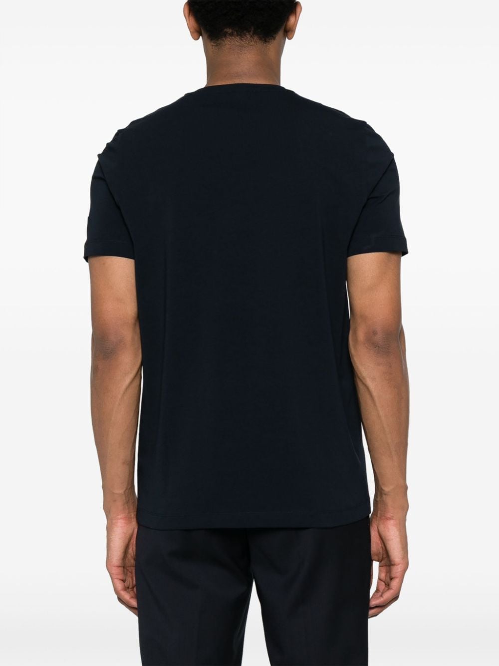 Shop Corneliani Logo-ptach Cotton T-shirt In Blue