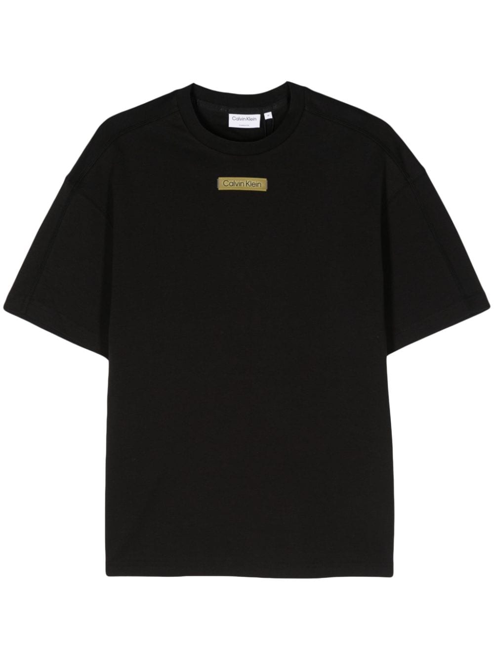 Calvin Klein Grid Logo Cotton T-shirt In Black