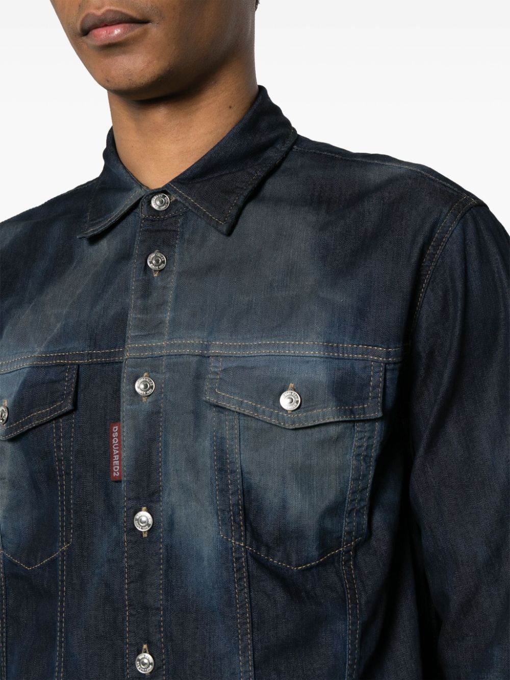 Shop Dsquared2 Icon Denim Shirt In Blue