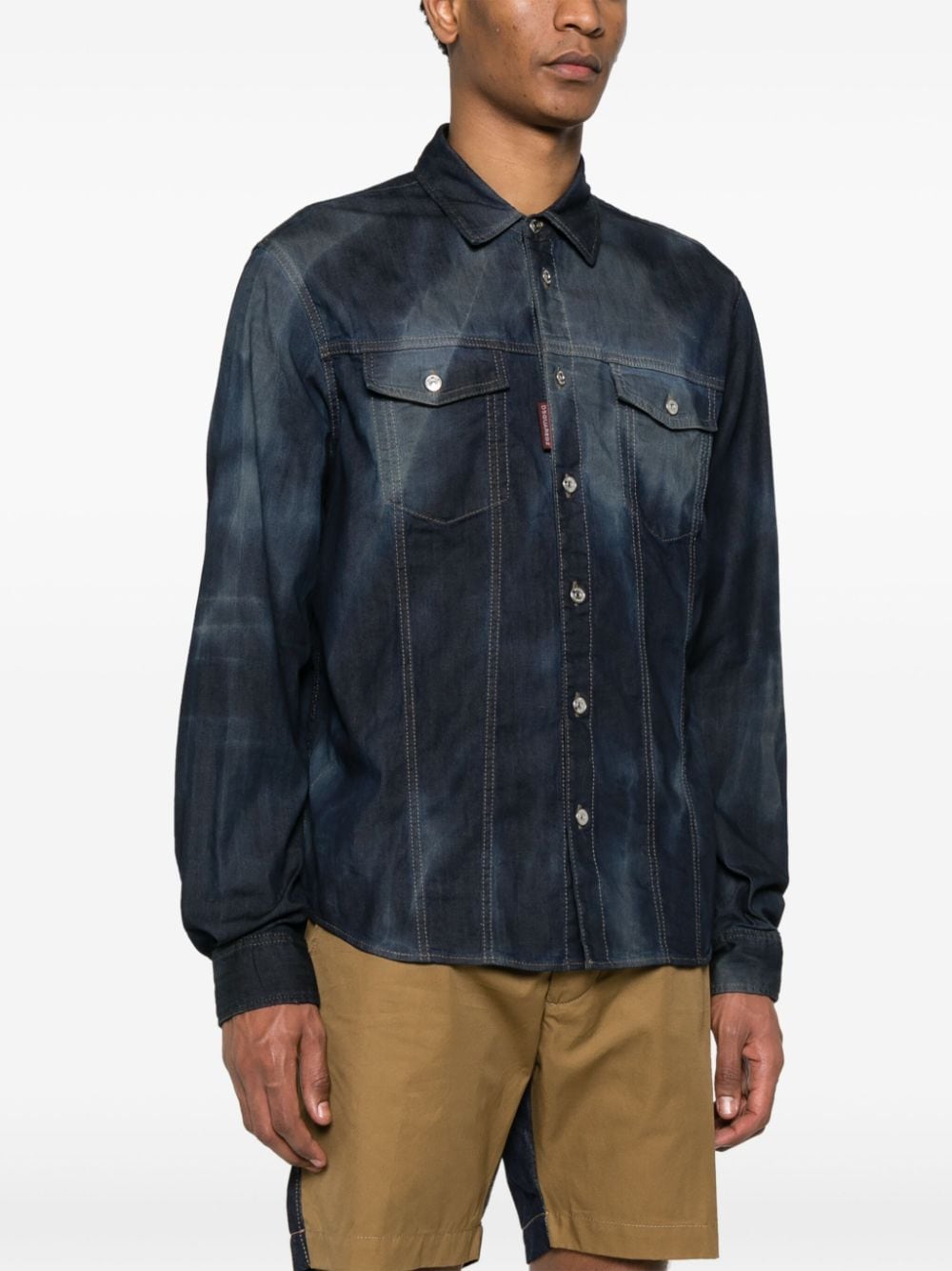 Shop Dsquared2 Icon Denim Shirt In Blue