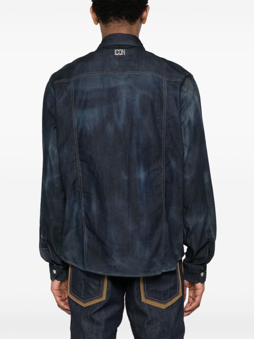 Shop Dsquared2 Icon Denim Shirt In Blue