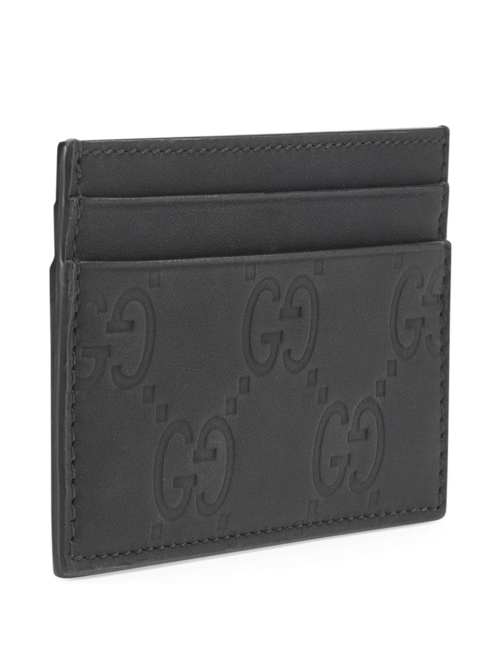 Shop Gucci Gg Supreme Leather Card Holder In Black