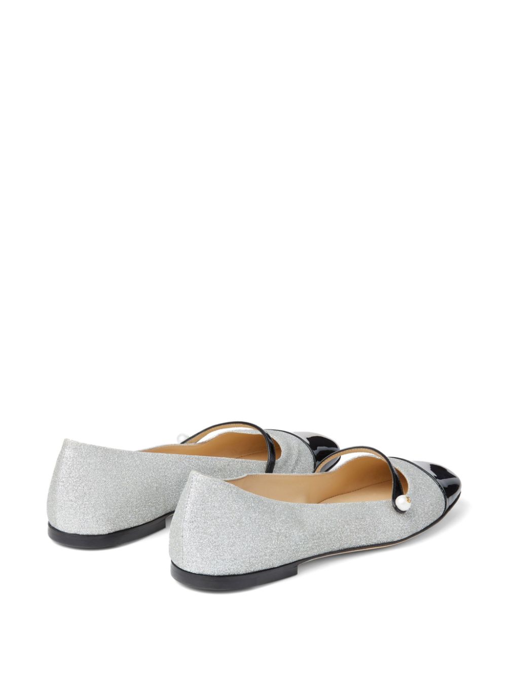 Shop Jimmy Choo Elisa Leather Ballerina Shoes In Silver