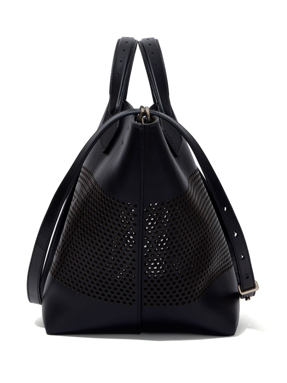 Shop Proenza Schouler Large Ps1 Perforated-leather Tote Bag In Black