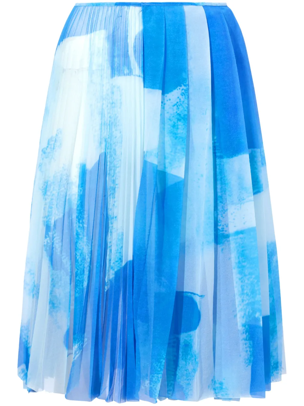 Shop Proenza Schouler Judy Graphic-print Pleated Skirt In Blue