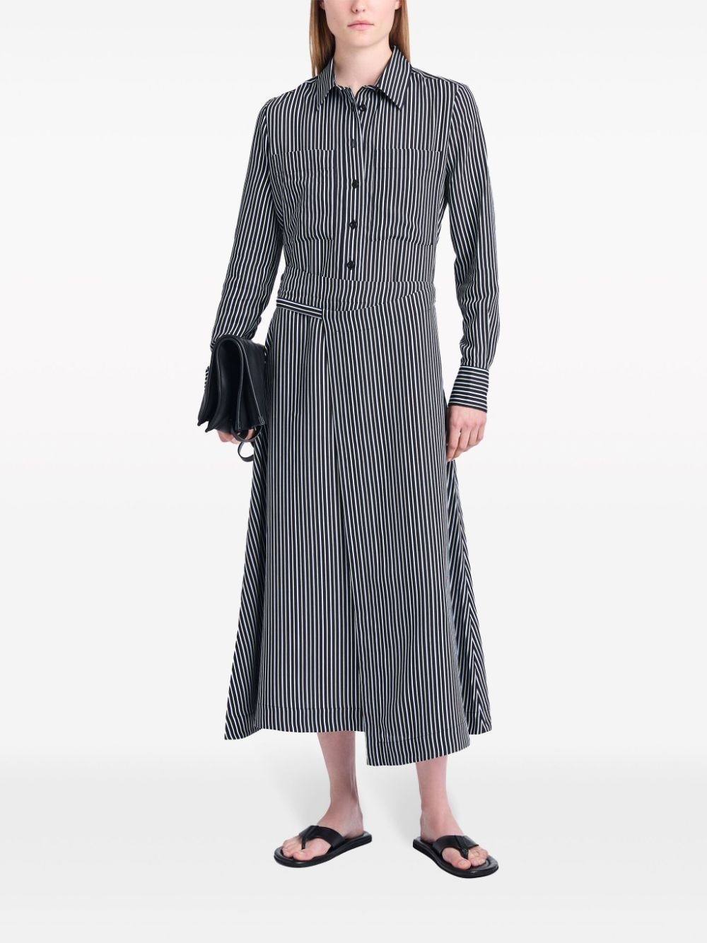 Shop Proenza Schouler White Label Georgie Striped Maxi Skirt In 黑色