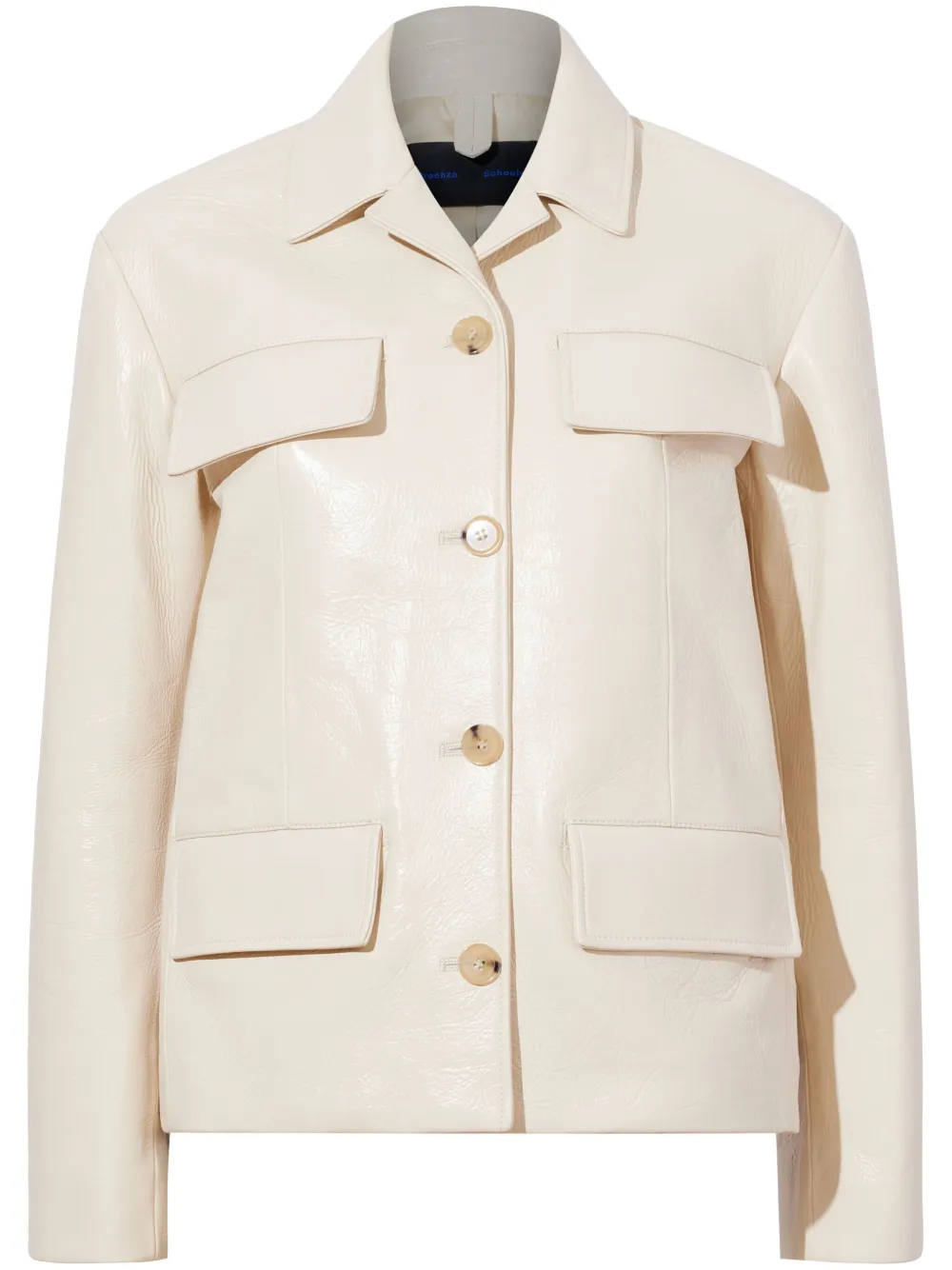 Proenza Schouler Roos Lacquered Leather Jacket In Neutrals