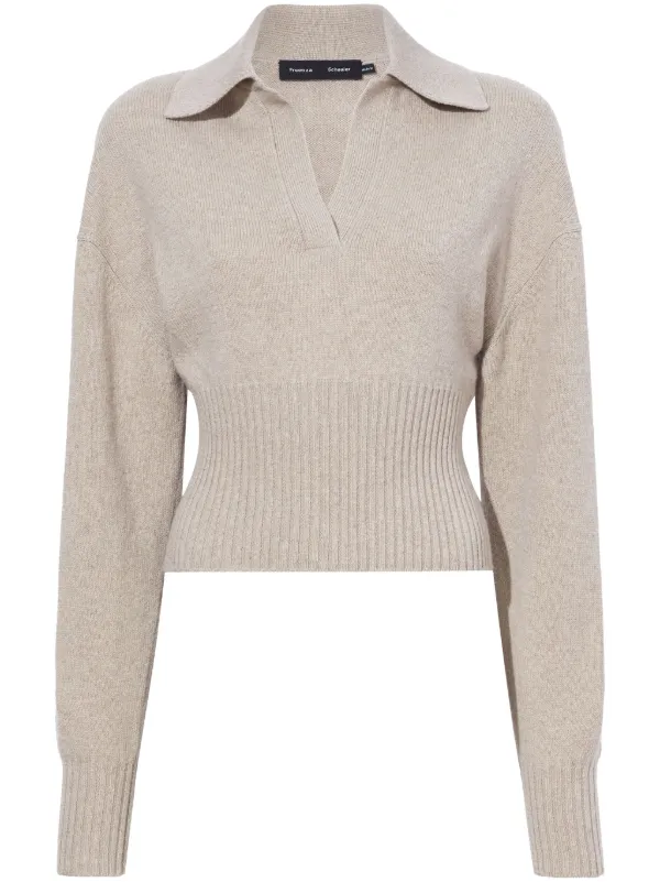 Proenza Schouler Jeanne Cashmere Polo Jumper in Neutrals