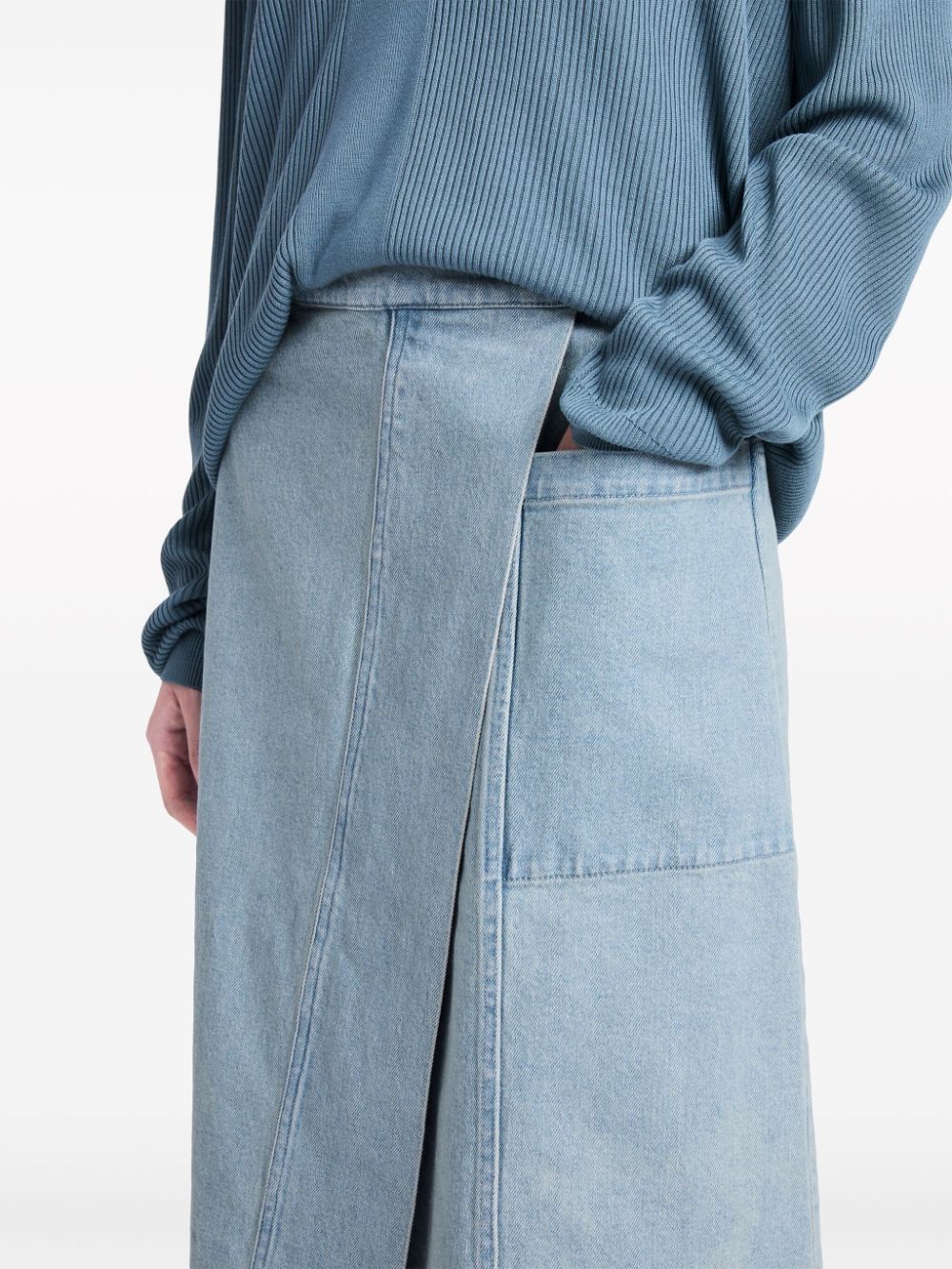 Shop Proenza Schouler White Label Iris Denim Midi Skirt In Blue