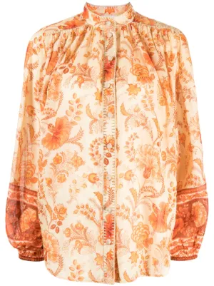ERDEMシルクブラウス ERDEM プリント シルクブラウス | ブルー | FARFETCH JP