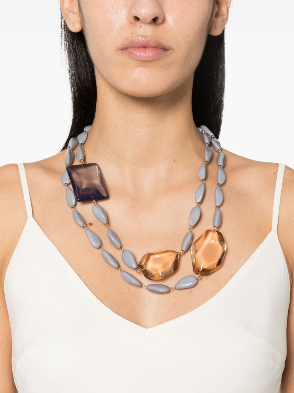 Emporio Armani bead-embellished necklace - Grijs